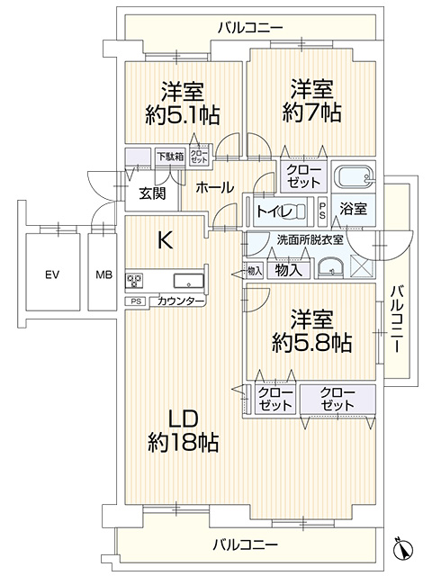 ﾊﾟｼﾌｨｯｸ星置ﾋﾙｽﾞB棟 708